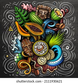 Colombia cartoon vector doodle chalkboard illutraditional symbolsArgentinian objects and symbols