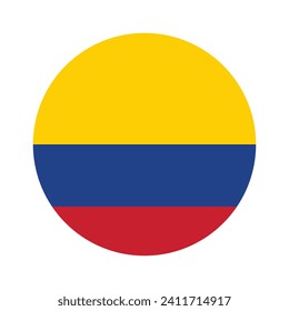 Bandera del círculo de Colombia. Icono de indicador de botón. Color estándar. Indicador de icono de círculo. Ilustración del equipo. Ilustración digital. Ilustración vectorial.