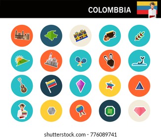 Colombia concept flat icons