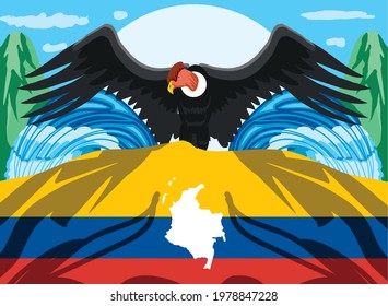 Colombia condor flag map ocean