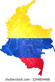  Colombia contour flag colors map with cracks and scrapes. Vector illustration
