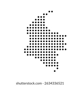 Colômbia mapa pontilhado do país. Ilustração em pixel com ponto preto isolada em fundo branco. Mosaico vetorial.