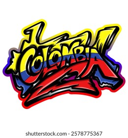 colombia country flag in graffiti art style