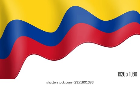 Colombia country flag realistic independence day background. Colombia commonwealth banner in motion waving, fluttering in wind. Festive patriotic HD format template for independence day