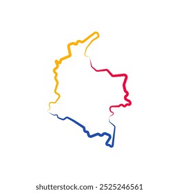 colômbia mapa do país linha fronteira ícone do vetor projeto de ilustração