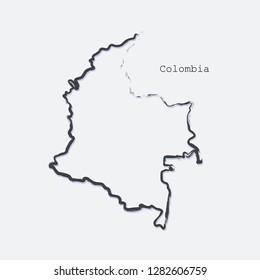 Colombia country map line shape. Brush style. Vector illustration