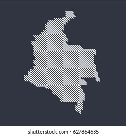 Colombia country map made from angled white lines