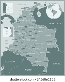 Colombia - detailed map with administrative divisions country. Vector illustration