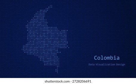 Kolumbien Digitale Karte mit Einsen und Nullen für Datenvisualisierung Design gebildet