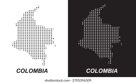 Colombia Dotted Map, Contorno digital moderno estilo meio-tom do vetor do país sul-americano EPS