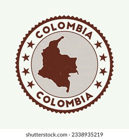 Colombia emblem. Country round stamp with shape of Colombia, isolines and round text. Awesome badge. Charming vector illustration.