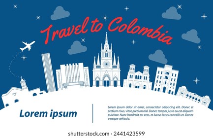 Colombia famous landmark silhouette style,vector illustration