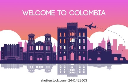 Colombia famous landmark silhouette style,vector illustration