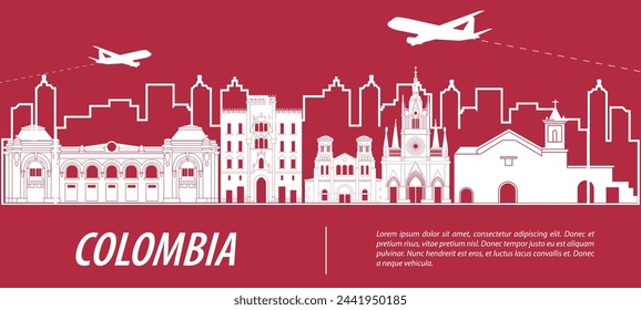 Colombia famous landmark silhouette style,vector illustration