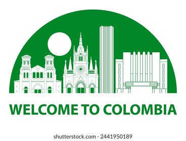 Colombia famous landmark silhouette style,vector illustration