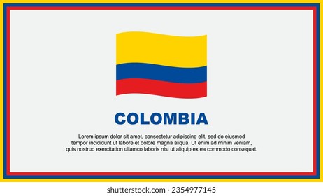 Plantilla de diseño de fondo de resumen de la bandera de Colombia. Cartel del Día de la Independencia de Colombia, Ilustración del Vector de Medios Sociales. Bandera de Colombia