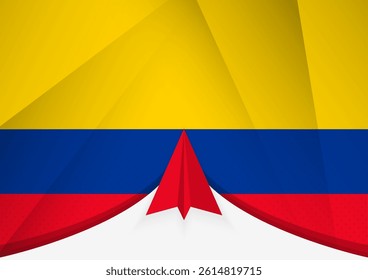 Colombia Flag with Abstract Paper Airplane Design, National Flag in a geometric folded paper style. Vector illustration.
