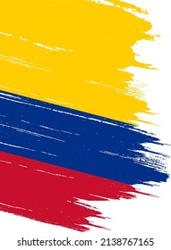 Colombia flag with brush paint textured isolated  on png or transparent background,Symbol of Colombia,template for banner,promote, design, and business matching country poster, vector 