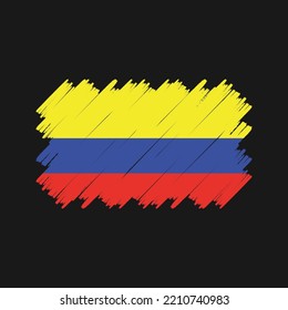 Colombia Flag Brush Painted Vector Illustration