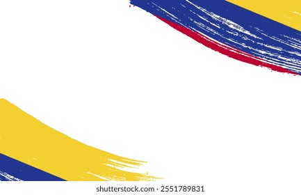 colombia Flag with Brush Stroke Effect, Grunge brush stroke. Watercolor painting flag design.