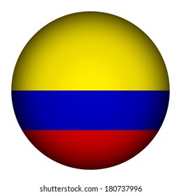 Colombia flag button on a white background. Vector illustration.