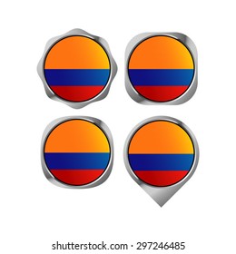 Colombia flag button vector drawing