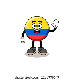 colombia flag cartoon doing wave hand gesture , character design