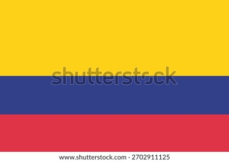 Colombia flag, clean lines vector illustration with slightly softened colors, 2 by 3 proportions