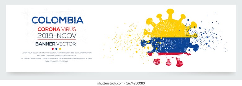Colombia flag with corona virus Symbol, (2019-nCoV), vector illustration.