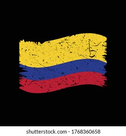 Colombia Flag Distressed Grunge Vector Illustration Art