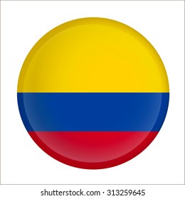 colombia flag Glossy Button - Vector