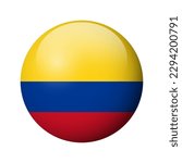 Colombia flag - glossy circle badge. Vector icon.