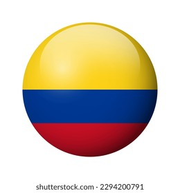 Colombia flag - glossy circle badge. Vector icon.