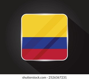 Ilustración de icono cuadrado brillante de bandera de Colombia 