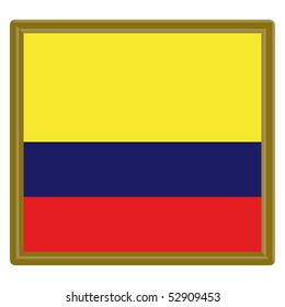 Colombia flag with gold frame