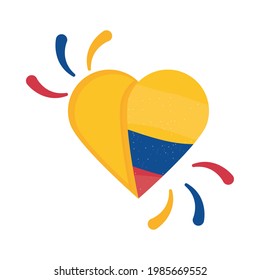 colombia flag heart isolated style