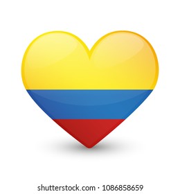 Colombia Flag Heart Love Emoji Icon Object Symbol Gradient Vector Art Design Cartoon Isolated.
