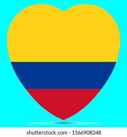 Colombia Flag In Heart Shape Vector illustration Eps 10
