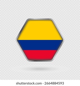Bandera de Colombia en un marco hexagonal.