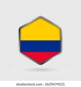 Ícone da bandeira da Colômbia em forma de hexágono.