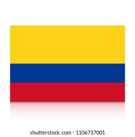 Colombia flag icon with reflection isolated on white background.