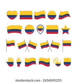 Icono de la bandera de Colombia Vector aislado en un fondo blanco. Elemento de Diseño gráfico de bandera colombiana. Iconos de la bandera de Colombia en estilo plano. Colombia simboliza la colección