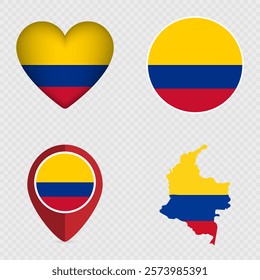 Colombia Flag Icons Pack. Vector illustration.
