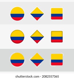Colombia flag icons set, vector flag of Colombia. Three versions of icon.