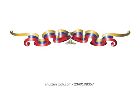 Colombia Flag illustration vector like a ribbon in Fileteado Porteño Style