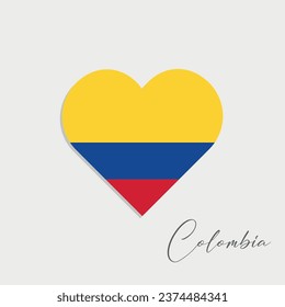 bandera de colombia dentro del corazón con fondo gris