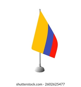 Colombia flag isolated on white background. National Independence Day of the Republic of Colombia. Realistic country flag illustration