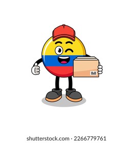 colombia flag mascot cartoon as an courier , character design