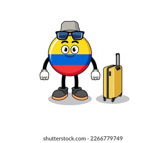 colombia flag mascot doing vacation , character design