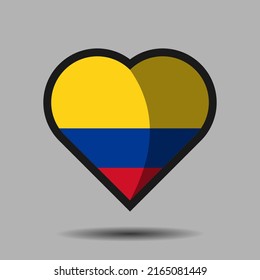 Colombia flag. Official national flag on heart shape element vector. Flag of world symbol and icon. Vector eps 10.